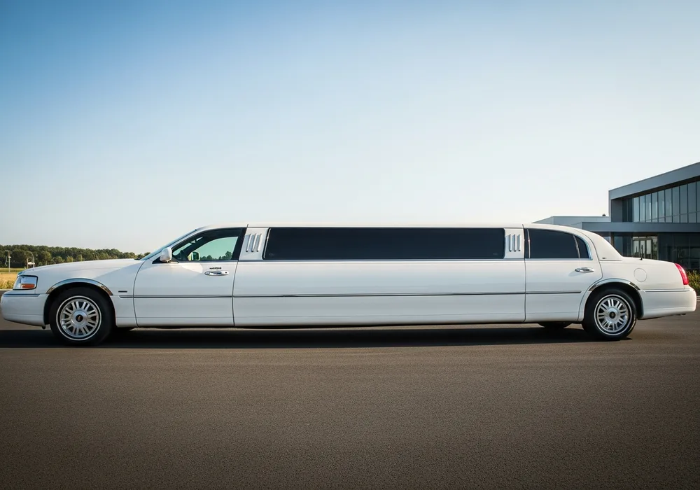 White stretch limousine